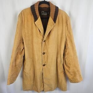 SEARS The Mens Store Corduroy Ranch Coat 42T VTG 70s Shag Lined Western Jacket